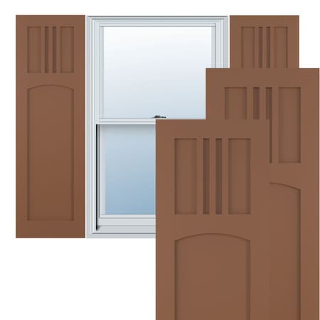 True Fit PVC San Miguel Mission Style Fixed Mount Shutters, Burnt Toffee, 15W X 36H
